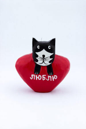 КОТИК НА СЕРДЦЕ ЧЕРНЫЙ 9СМ
